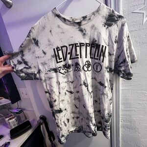 Large black and white tie dye Led Zeppelin t-shirt